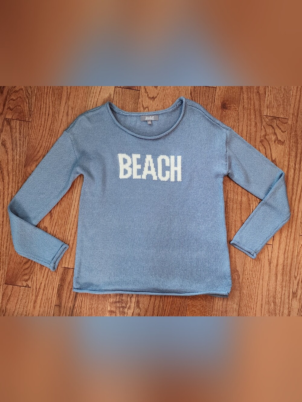 Marled Light Blue Knit Sweater, Small